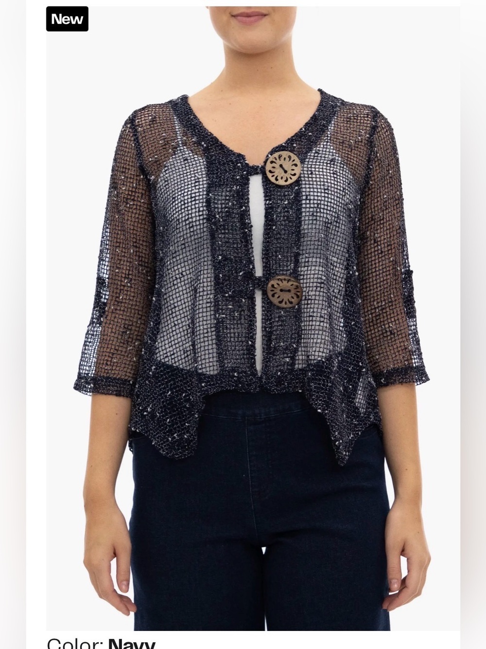 Nina Leonard Nordstrom Fishernet Fairy Boho Festival  Bolero Cardigan Cream , L